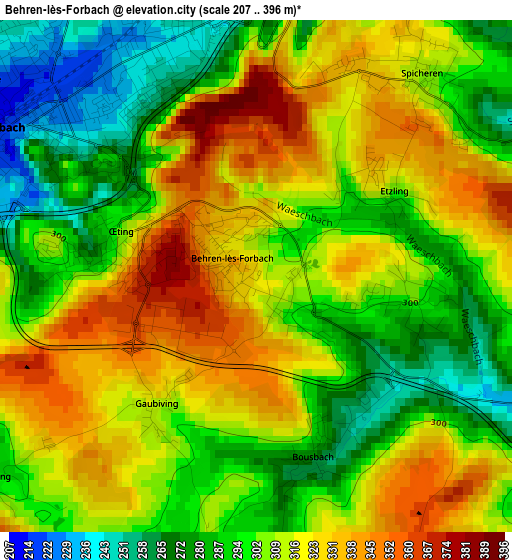 Behren-lès-Forbach elevation map