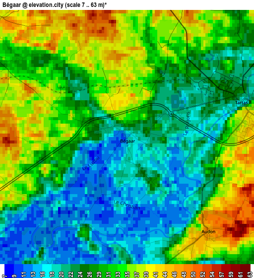 Bégaar elevation map