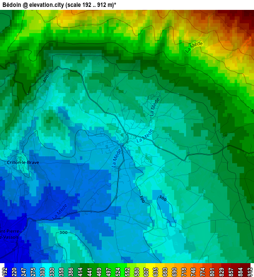 Bédoin elevation map