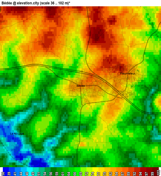 Bédée elevation map