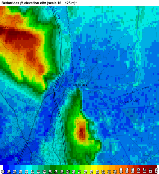 Bédarrides elevation map