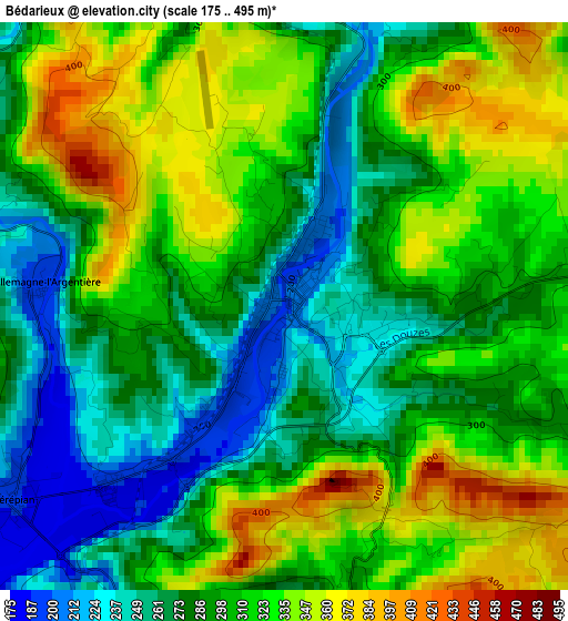 Bédarieux elevation map