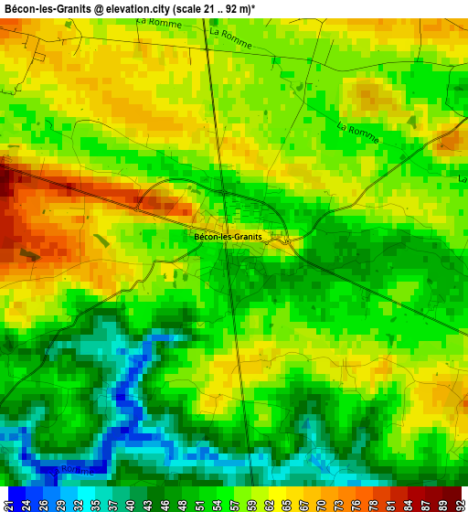 Bécon-les-Granits elevation map