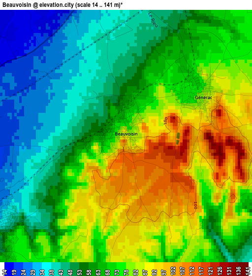 Beauvoisin elevation map