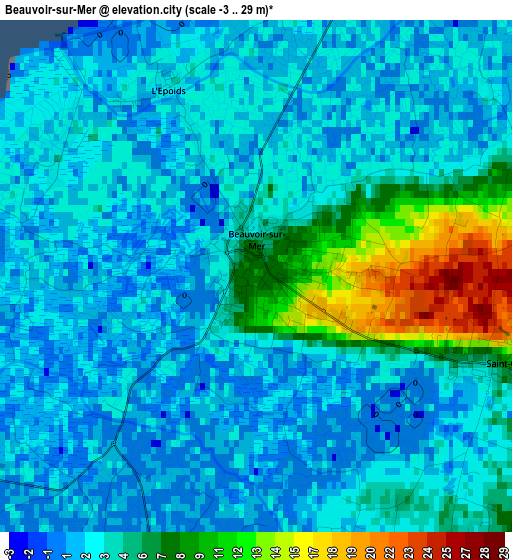 Beauvoir-sur-Mer elevation map