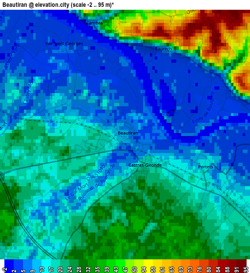 Beautiran elevation map