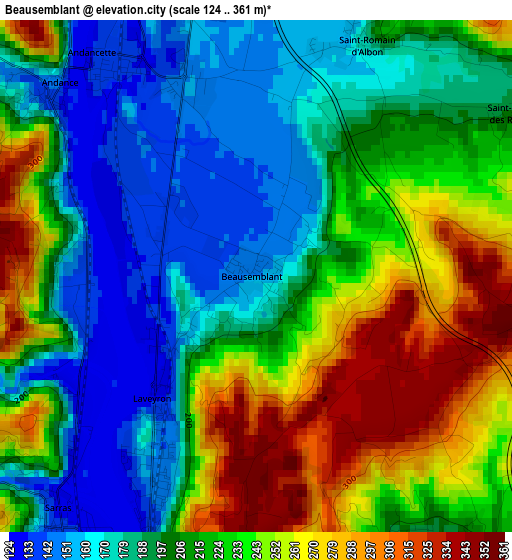 Beausemblant elevation map