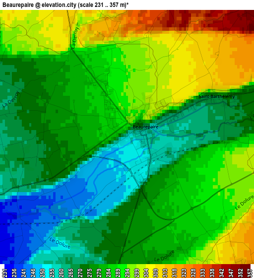 Beaurepaire elevation map