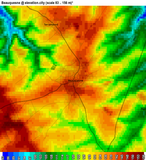 Beauquesne elevation map