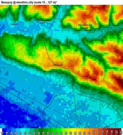 Beaupuy elevation map