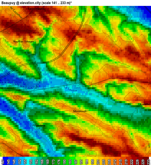 Beaupuy elevation map