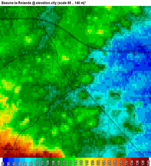 Beaune-la-Rolande elevation map