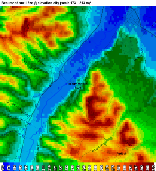 Beaumont-sur-Lèze elevation map