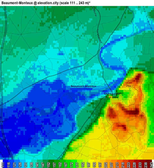 Beaumont-Monteux elevation map