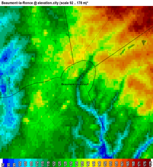 Beaumont-la-Ronce elevation map