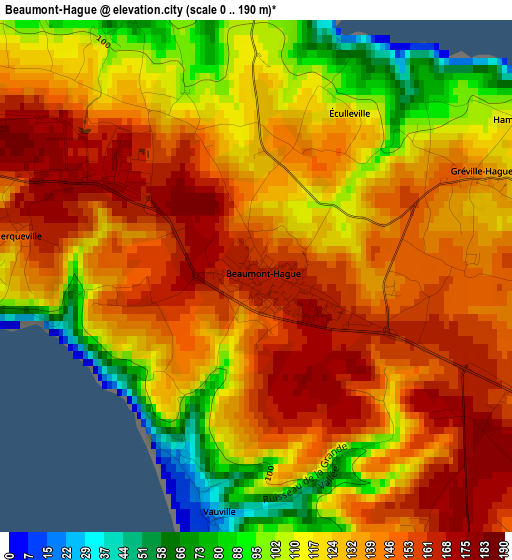 Beaumont-Hague elevation map