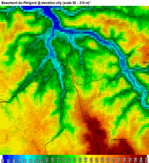 Beaumont-du-Périgord elevation map