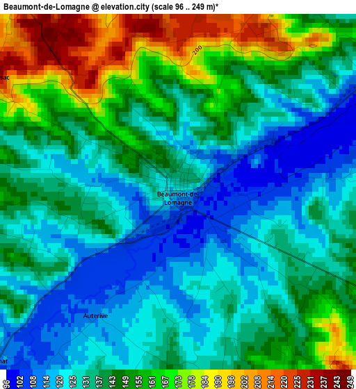 Beaumont-de-Lomagne elevation map