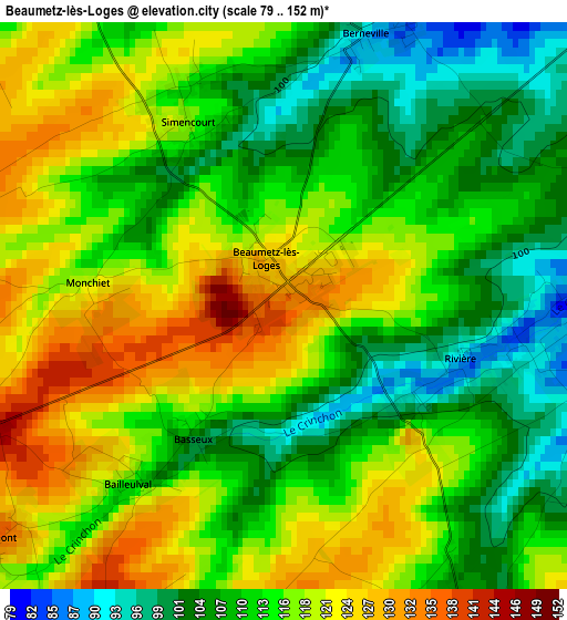 Beaumetz-lès-Loges elevation map