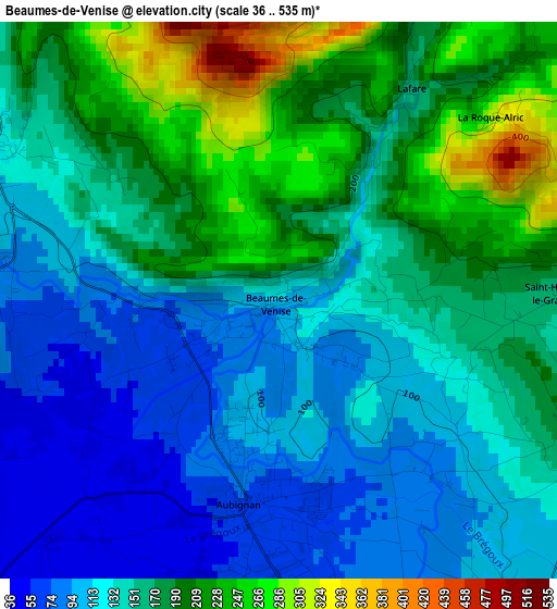 Beaumes-de-Venise elevation map