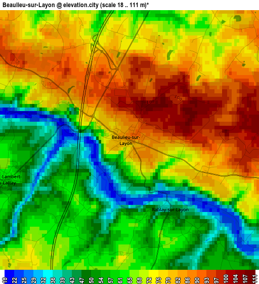 Beaulieu-sur-Layon elevation map