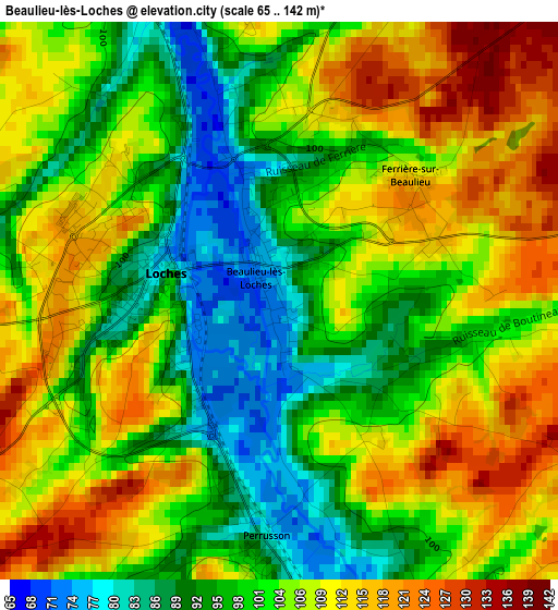 Beaulieu-lès-Loches elevation map