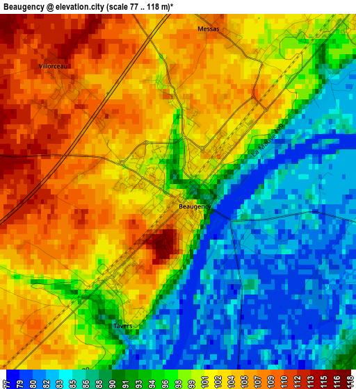 Beaugency elevation map