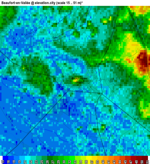 Beaufort-en-Vallée elevation map