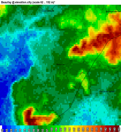 Beaufay elevation map