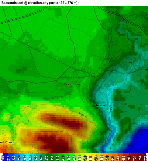 Beaucroissant elevation map