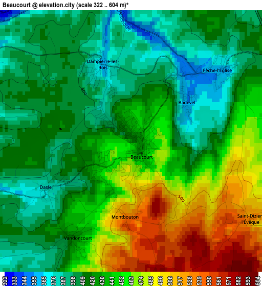 Beaucourt elevation map