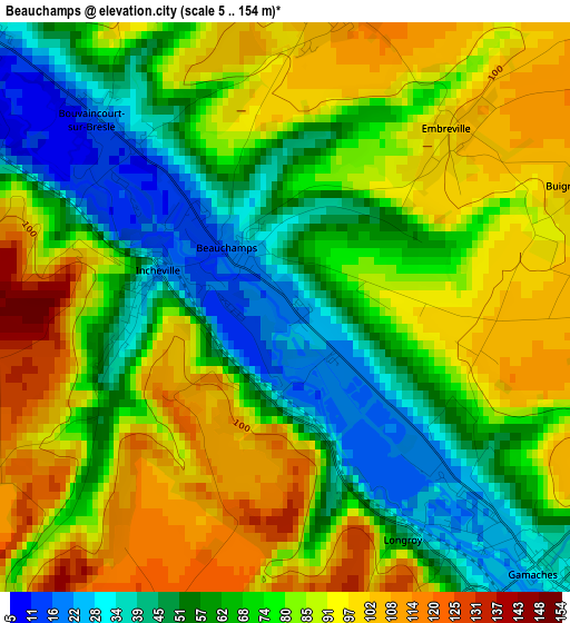 Beauchamps elevation map