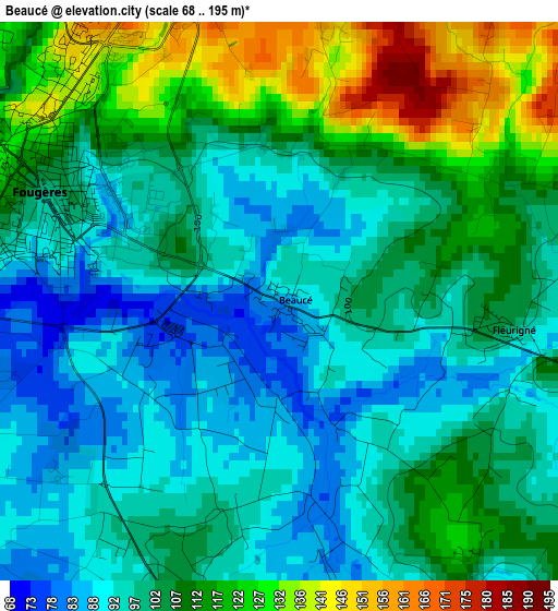 Beaucé elevation map