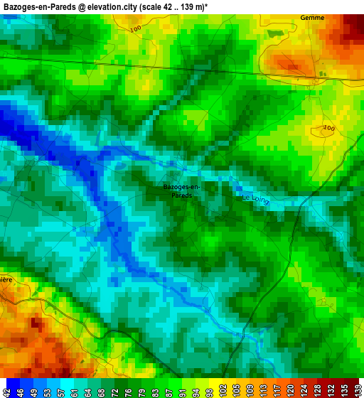 Bazoges-en-Pareds elevation map