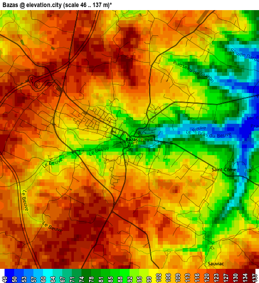 Bazas elevation map