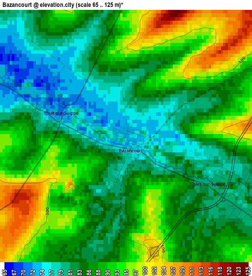 Bazancourt elevation map