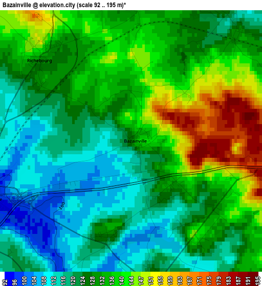 Bazainville elevation map