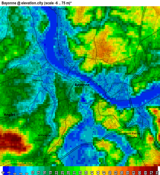 Bayonne elevation map