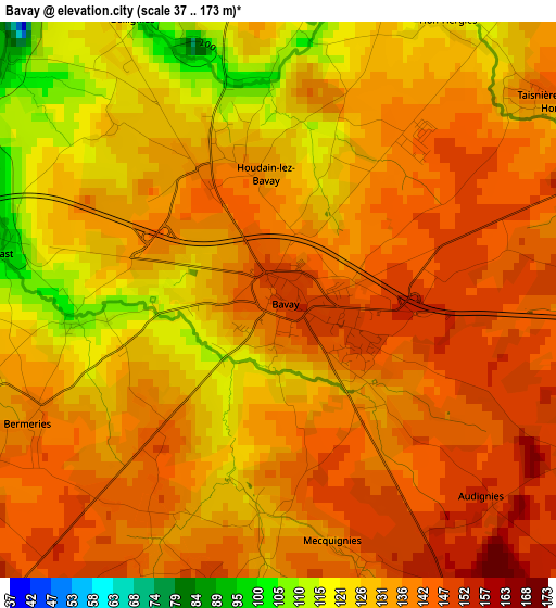 Bavay elevation map