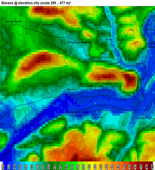 Bavans elevation map