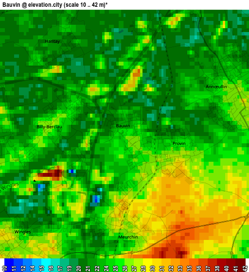 Bauvin elevation map