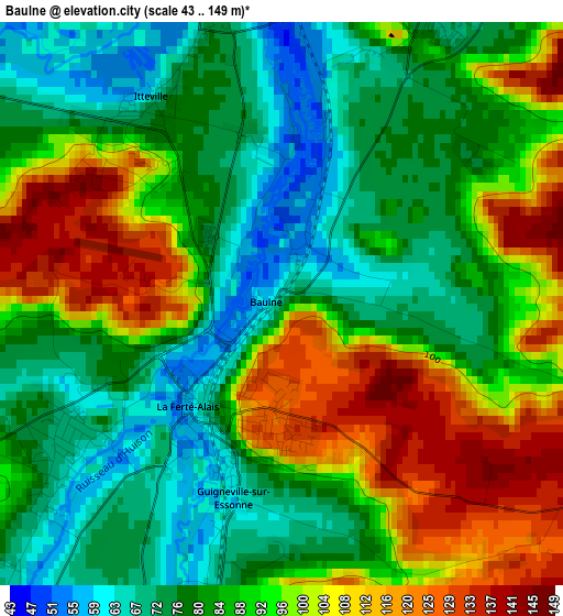 Baulne elevation map