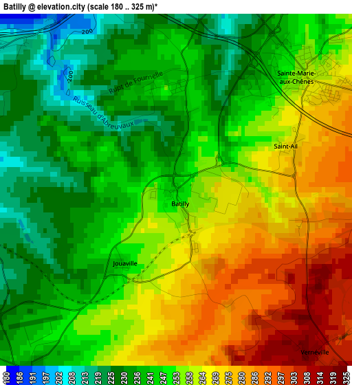 Batilly elevation map