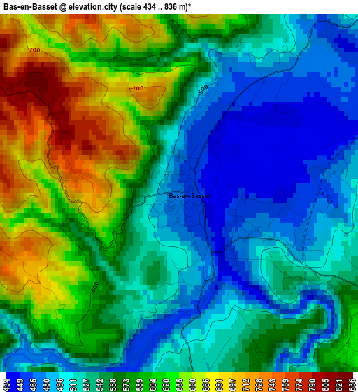 Bas-en-Basset elevation map