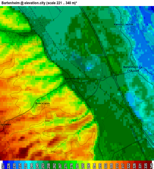Bartenheim elevation map