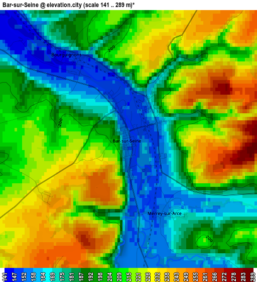 Bar-sur-Seine elevation map