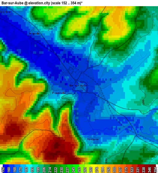 Bar-sur-Aube elevation map