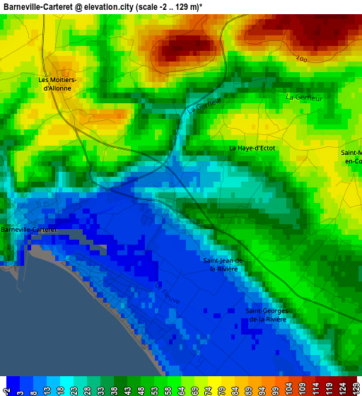 Barneville-Carteret elevation map