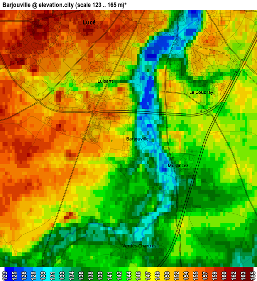 Barjouville elevation map