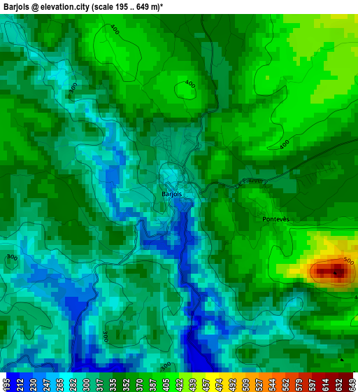 Barjols elevation map